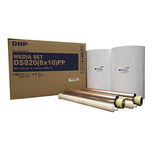 DNP 2X Pure Premium Media for DS820A Printer, 8x10 130 Prints Per Roll, 2 Rolls Per Case (260 Total Prints)