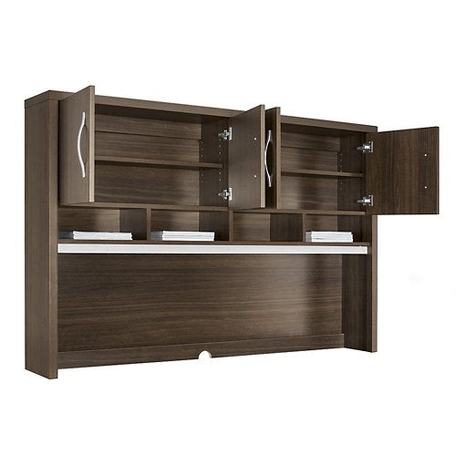 Metropolitan Hutch 72"W Boardwalk Walnut Laminate/Silver Laminate Trim/Silver Hardware