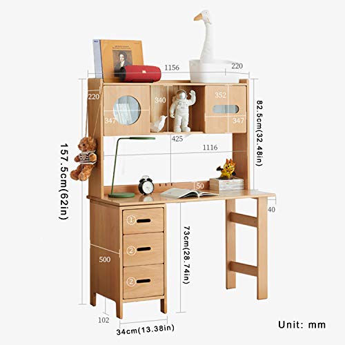 QWERTP Large Computer Desk with Hutch and Bookshelf,Simple Office Desk Workstation,Study Writing Desk for Home,Multifunctional Storage, Cabinet Body Can Be Interchanged Left and Right,D