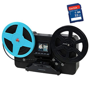 Magnasonic Film Scanner, Converts Super 8/8mm Film to Digital Video, Scans 3", 5", 7" Reels, 32GB SD Card (FS81)