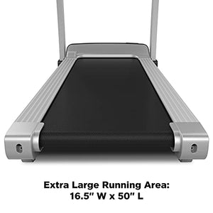MKHS folding treadmill for Home with LED Display, Tablet & Cup Holder, Pulse Grips, Shock Absorber, 330 LB Max Weight, Easy Assembly with Space-saving Folding System for Home Gym Use - ALPHA-01, Black