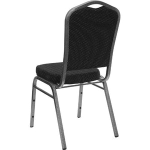 LIVING TRENDS Marvelius Crown Back Banquet Chair 10 Pack - Black Dot Patterned Fabric/Silver Vein Frame