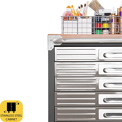 Seville Classics Rolling Lockable Cabinet Storage, 6-Drawer (28" W x 18" D), Graphite