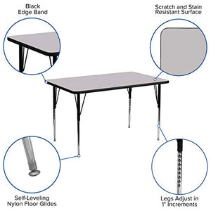 Flash Furniture 24''W x 48''L Rectangular Grey Thermal Laminate Activity Table - Standard Height Adjustable Legs