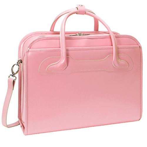 Mcklein, W Series, Willowbrook, Top Grain Cowhide Leather, 15" Leather Patented Detachable -Wheeled Ladies' Laptop Briefcase, Pink (94989)