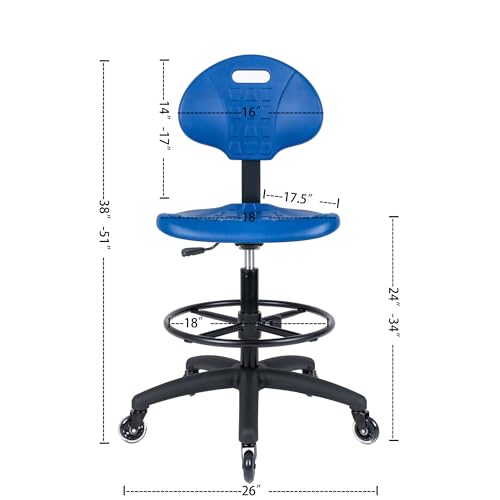 TAKE UR SEAT Deluxe Polyurethane Drafting Lab Stool Chair - Blue