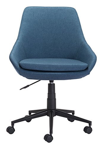 Zuo Modern 100961 Powell Office Chair, Blue, Cushioned Seat Swivels and Adjusts in Height, Sturdy Casters, 250 lbs Weight Capacity, Dimensions 24.8"W x 34.39"H x 24.8"L