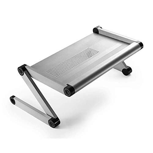 SFFZY Foldable Laptop Table, Ergonomic Height Angle Tilt Aluminum Desktop Tray Portable Computer Riser Table Cooler Folding Holder (Color : Silver)