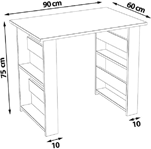 SYLTER Office Conference Table, Computer Desk with Shelves