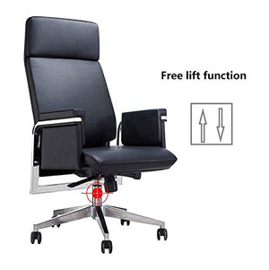 HJJWL Executive Leather High-Back Office Desk Chair with Casters, Black