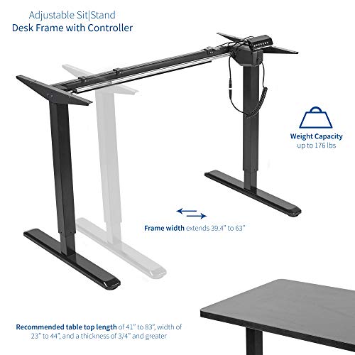 VIVO Black Electric Stand Up Desk Frame Workstation, Single Motor Ergonomic Standing Height Adjustable Base with Control Panel, DESK-V101EB