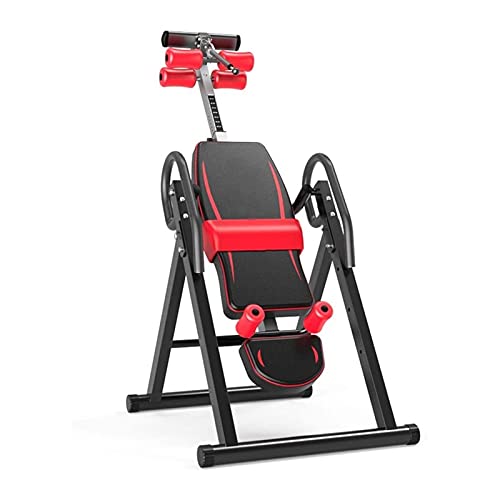 ZLQBHJ Strength Training Inversion Equipment Deluxe Inversion Table with Adjustable Head Pillow & Lumbar Support Pad Exercise & Fitness Home Gyms Red