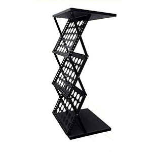 None Brochure Holder Folding Data Stand Vertical Floor-Standing Book Rack Display Stand - Black 47.5x39x101cm