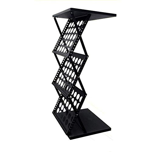 Brochure Holder Folding Data Stand Vertical Floor-Standing Book Rack Display Stand - Black 47.5x39x101cm