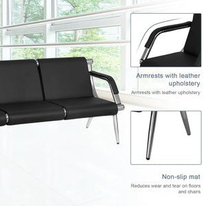 Kinsuite 5-Seats Waiting Room Chairs - PU Leather Airport Reception Benches