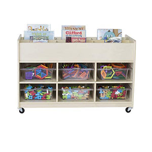 Guidecraft Book Top and Bin Storage Unit - Heavy Duty Rolling Book Display and Kids Toys Storage Cart, Classroom Furniture