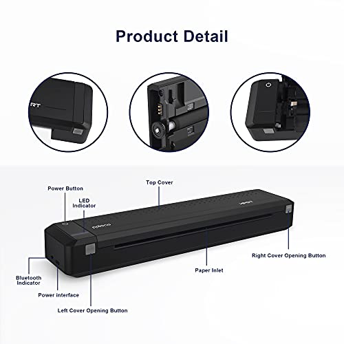 Polono Wireless A4 Paper Printer,Portable Bluetooth Printer, Mini Printer Support Ordinary A4 Paper,Direct Thermal Transfer Printer with Auto Paper Feed, Available for Android and iOS Phones