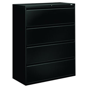 HON 4-Drawer Lateral File Cabinet with Lock, 42x19-1/4x53-1/4-Inch, Black