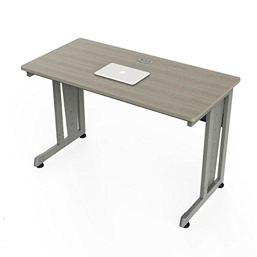 Linea Italia Rectangular Large Easy to Assemble Metal Desk with Wood Top | Computer Table for Home or Office, 48" x 24", Ash
