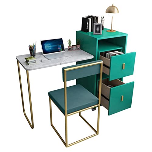 BinOxy Foldable Computer Desk with Casters and Bookcase - Light Luxury Laptop Table