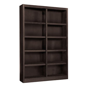Wooden Bookshelves Double Wide 72" Bookcase Library Shelving 10 Shelves (Espresso)