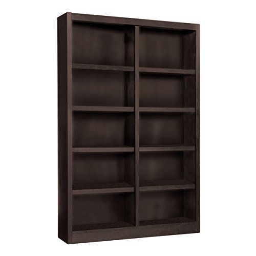 Wooden Bookshelves Double Wide 72" Bookcase Library Shelving 10 Shelves (Espresso)