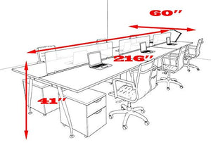 6 Person Modern Divider Office Workstation Desk Set, OF-CON-AP36