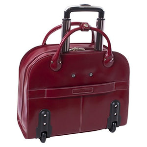 McKlein, L Series, EDGEBROOK, Top Grain Cowhide Leather, 15" Leather Wheeled Ladies' Laptop Briefcase, Red (96316)