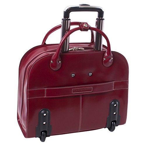 McKlein, L Series, EDGEBROOK, Top Grain Cowhide Leather, 15" Leather Wheeled Ladies' Laptop Briefcase, Red (96316)