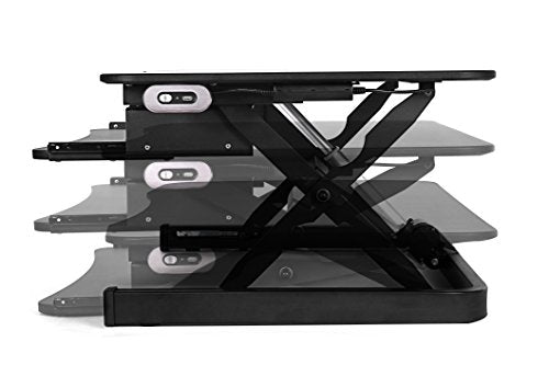 ApexDesk EDR-3612-BLACK ZT Series Height Adjustable Sit to Stand Electric Desk Converter, 2-Tier Design with Large 36x24" Upper Work Surface and Lower Keyboard Tray Deck (Electric Riser, Black)