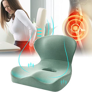 LSTQPK Memory Foam Office Chair Cushion for Back and Butt Pain Relief - Green, Size 161
