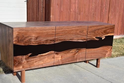 Lschool Black Walnut Resin River Credenza