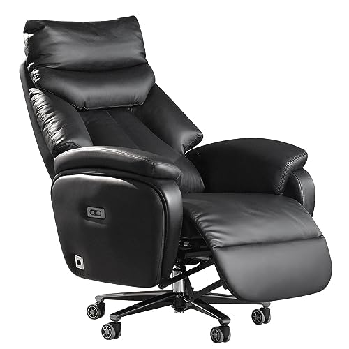 Kinnls Coast Power Office Recliner Chair - Black Genuine Leather Executive Desk Chair