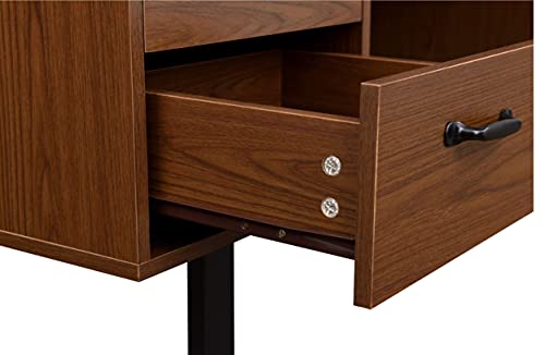 Computer Home Office Desk with 3 Drawers and File Folder Storage 59'' Writing Study Table with Stable Metal Base Walnut