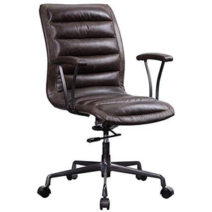 ACME Furniture 92558 Zooey Executive Office Chair Distress Chocolate Top Grain Leather