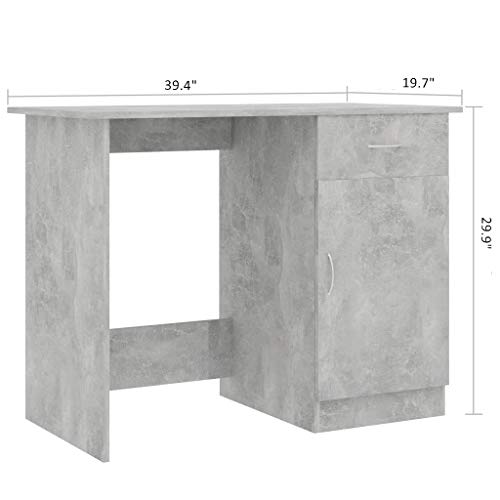 Canditree Modern Writing Desk with Storage Drawer and Cabinet, Computer Desk Workstation for Home Office (Concrete Gray)