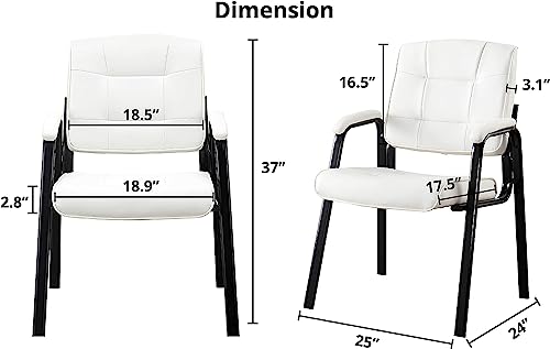 Naomi Home Mindy Office Guest Chair Set of 8 - Luxurious Leather Executive Chairs Set for Reception, Conference, Lobby - White