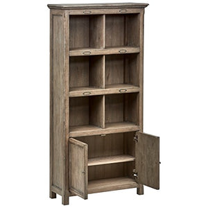 Stone & Beam Rustic Casual Wood Bookcase with Doors, 36"W, Grey