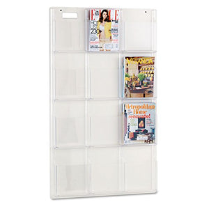 Safco Clear Literature Display 12 Compartments 30" x 2" x 49" - 5602CL