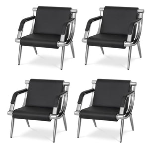 Kinsunny Reception Chairs Set of 4 - PU Leather Airport Guest Chairs with Arms, Black
