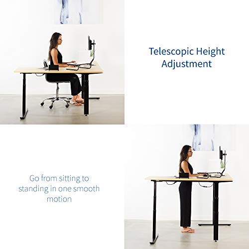 VIVO Black Electric Motor Height Adjustable Corner 3 Leg Standing Desk Frame, Frame Only, Sit Stand Ergonomic L Frame, DESK-V130EB