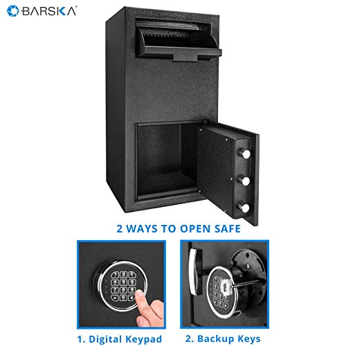 BARSKA AX13718 Digital Multi-User Keypad Security Depository Drop Safe with Front Load for Cash, Money, Mail, Business