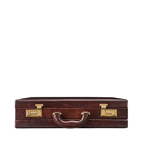 Maxwell Scott Personalized Men's Italian Leather Attache Case - Strada Brown