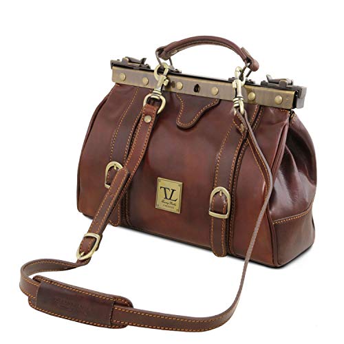 Tuscany Leather Monalisa Doctor gladstone leather bag with front straps Honey