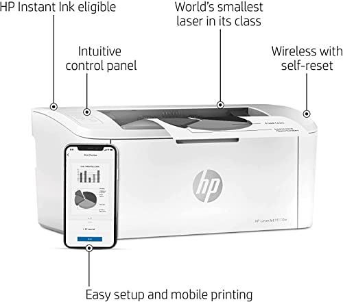 HP Laserjet Pro M15w Wireless Monochrome Laser Printer, 600 x 600 dpi, 29ppm, LED Control Panel, Auto-On/Off Technology, Mobile Printing, Works with Alexa (W2G51A), WI-FI, Bundle with Printer Cable