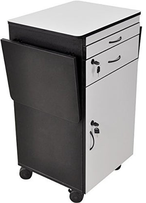 Luxor WPSDD3 Wood Multimedia Workstation Cart, 38 inches High; Durable Black/Gray Laminate Finish