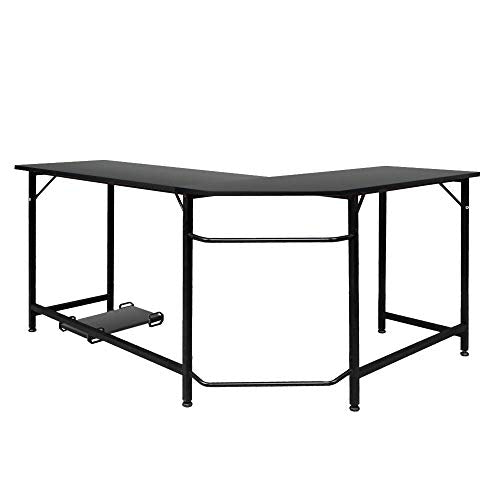 FCSFSF Desktop Computer Desk L-Shaped Desk Corner Computer Table Game Table Workstation, Used for Home Office Study, Black