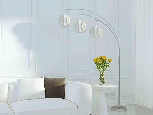 Lite Source LS-8871PS/WHT Deion 3-Lite Arch Lamp, Polished Steel with White Shade