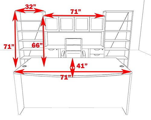 UTM Furniture 8pc Modern Executive Office Desk Set, Fan Front, OT-SUL-D20