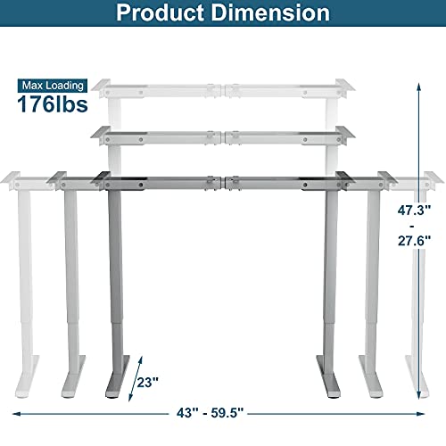 Tangkula Dual-Motor Electric Standing Desk Frame, Width & Height Adjustable Stand up Desk Base, Ergonomic Sit Stand Workstation with Memory Controller, Cable Tray for Home Office (Grey)